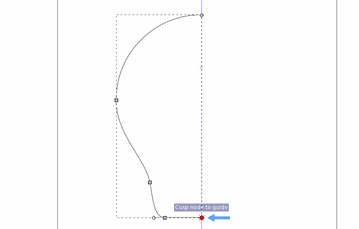 Snap bottom point to guide line while holding down control