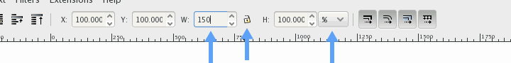 Inkscape: change unit of measure to percent